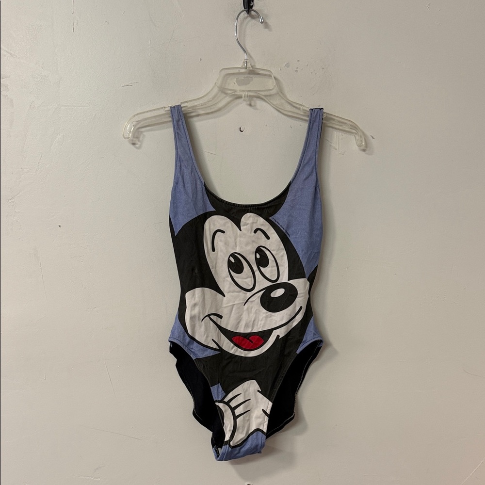 Disney Mickey Mouse One-Piece Swimsuit in Light Blue, Black, White, Red